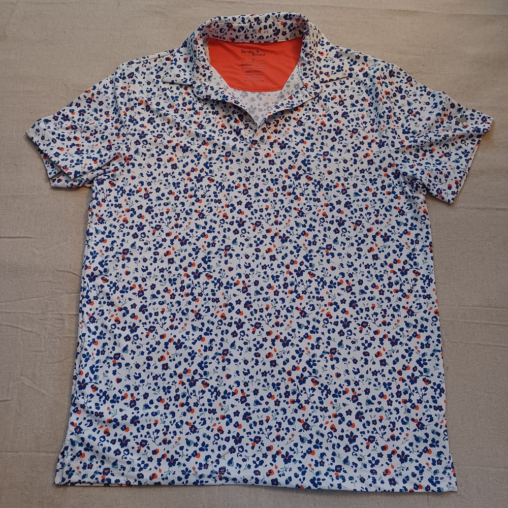 BirdieBound Floral-Print Golf Polo Men's Size Medium